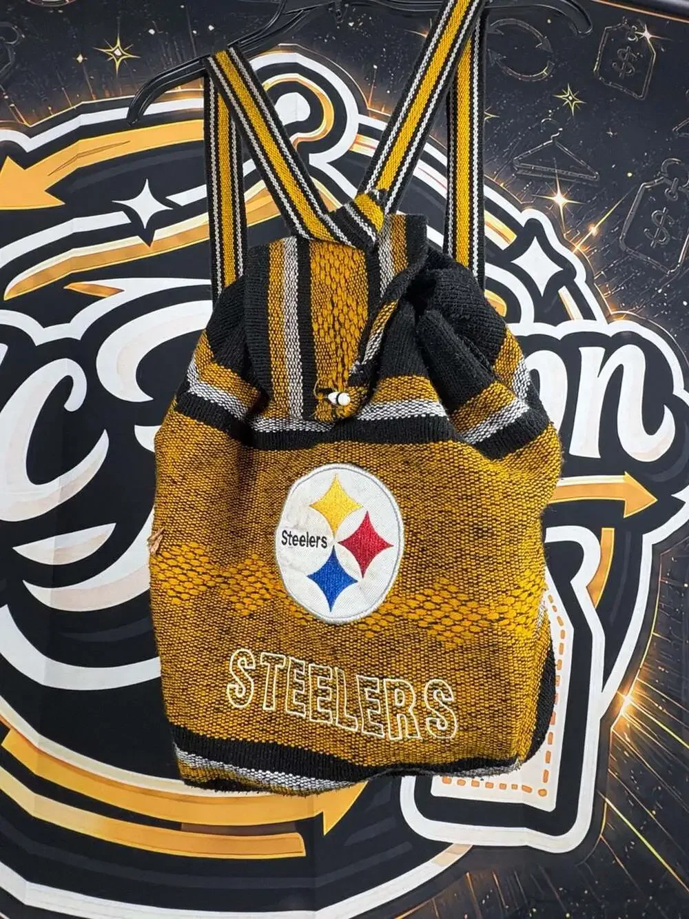 Pittsburgh Steelers Knitted Fan Backpack Boho Long Straps